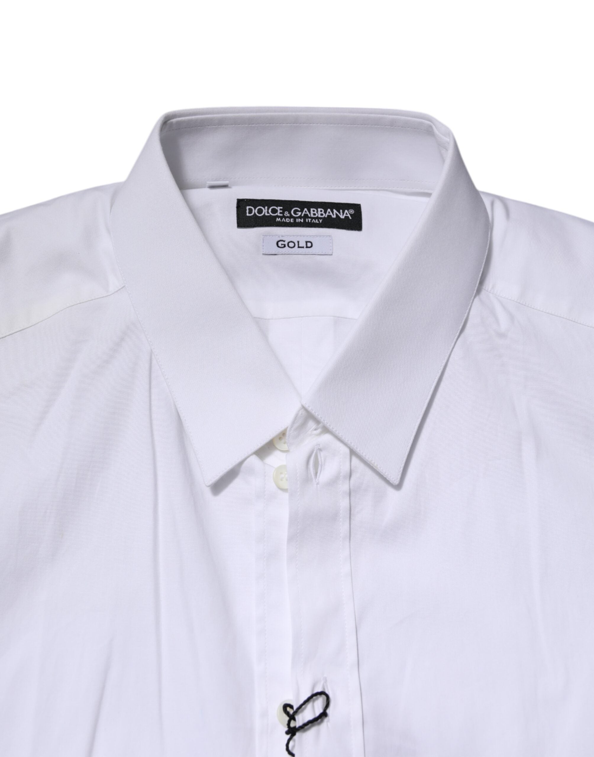 Dolce & Gabbana White Cotton GOLD Long Sleeves Dress Shirt